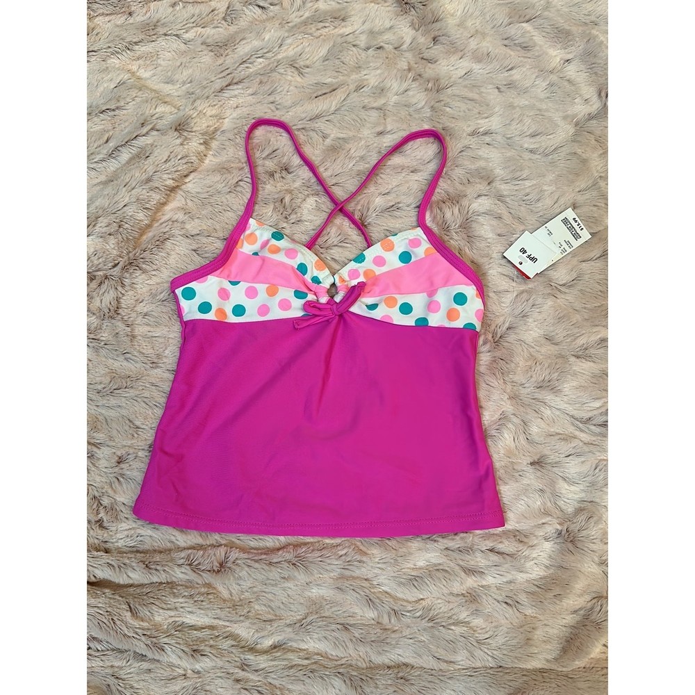 Joe Boxer Girls Tankini Swim Suit 2 piece Pink Polka Dot M NWT